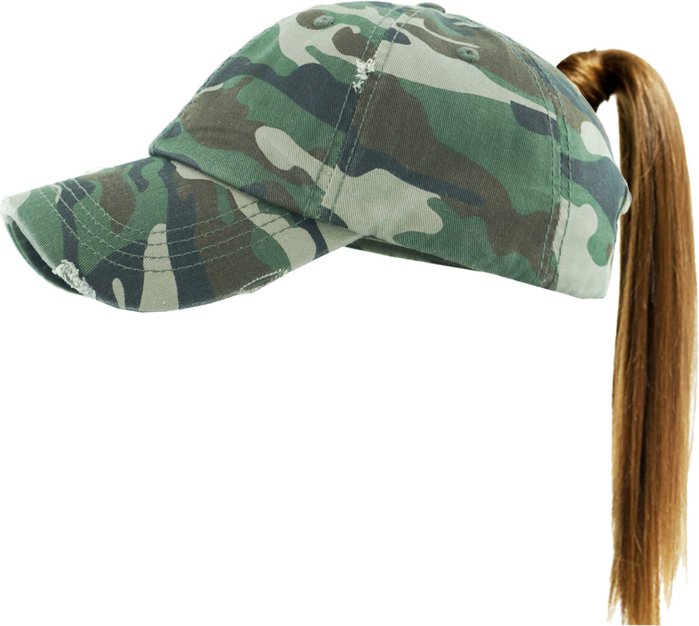 PONYTAIL DISTRESSED BALLCAP