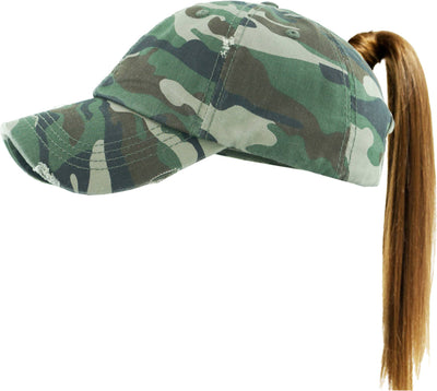PONYTAIL DISTRESSED BALLCAP