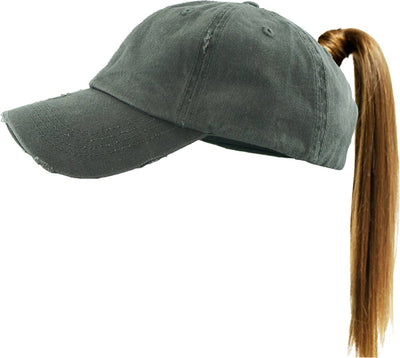 PONYTAIL DISTRESSED BALLCAP