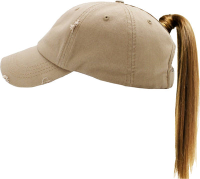 PONYTAIL DISTRESSED BALLCAP