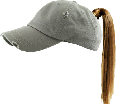 PONYTAIL DISTRESSED BALLCAP