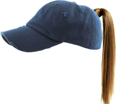PONYTAIL DISTRESSED BALLCAP