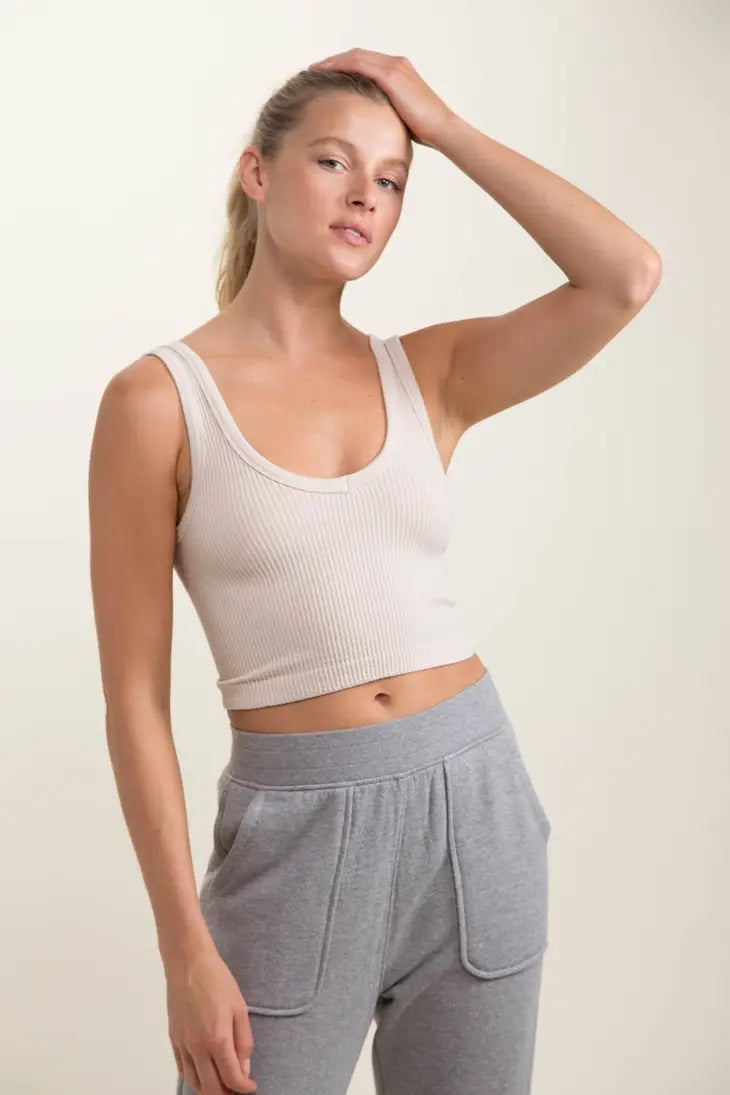RIBBED SEAMLESS CROPPED TANK - 6 colours