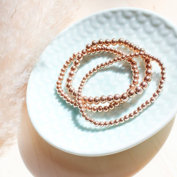 STACKING BEADED BRACELETS - gold, matte black or rose gold