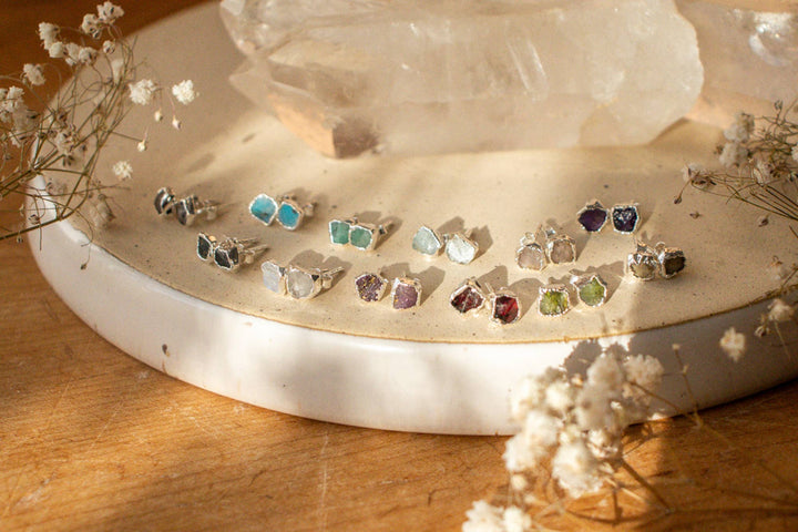 RAW GEMSTONE STUD EARRINGS