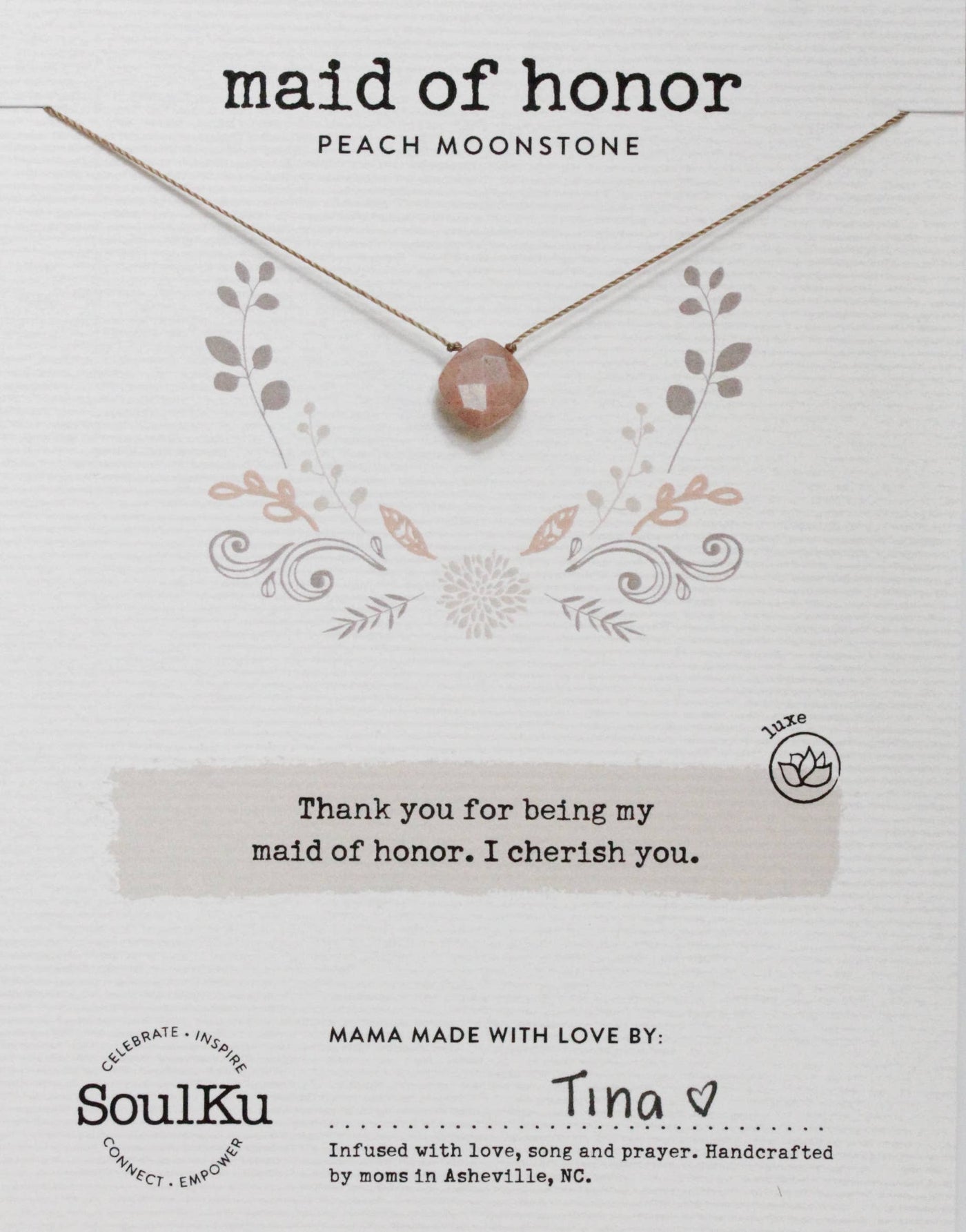 MYSTIC PEACH MOONSTONE LUXE NECKLACE - MAID OF HONOR