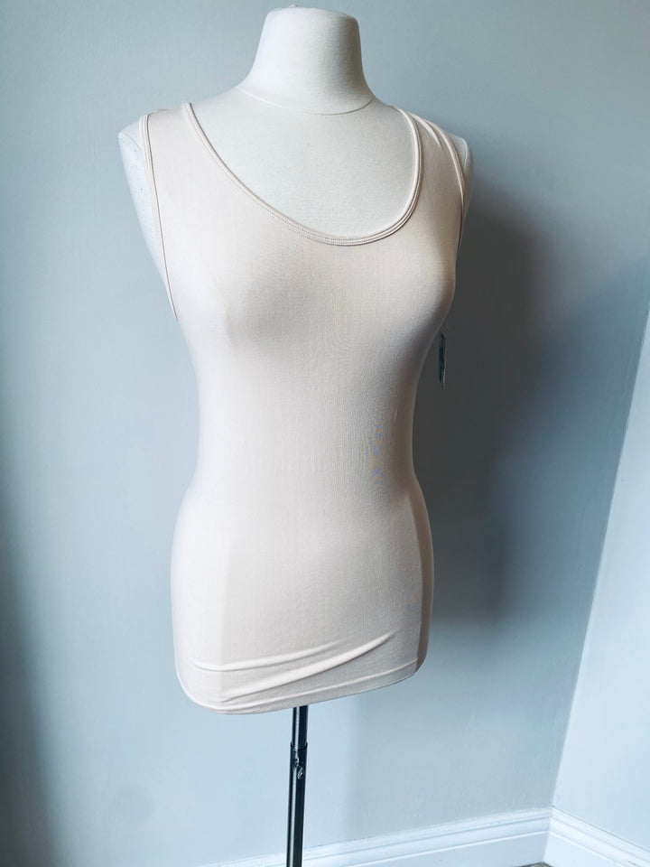 BAMBOO ALMOST NAKED RACER BACK TANK - white or nude